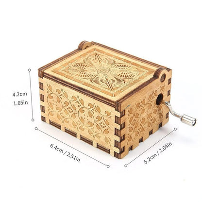 Carving Wooden Hand Crank Music Box Mini Musical Box You Are My Sunshine Theme Birthday Gift for Wife Husband Daughter Friend